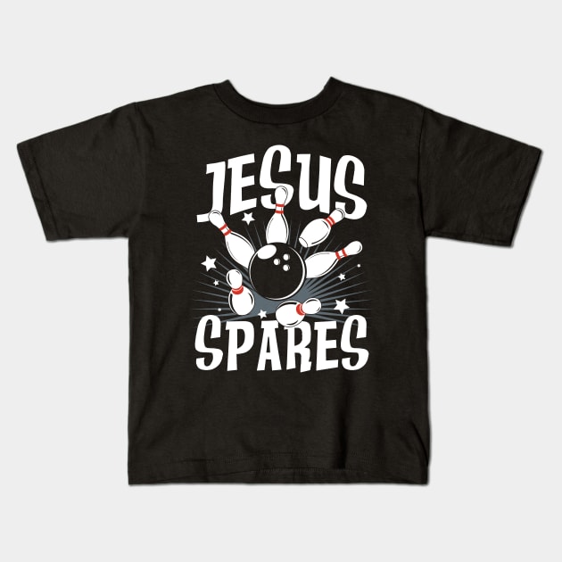 Jesus Spares Bowling Kids T-Shirt by AngelBeez29